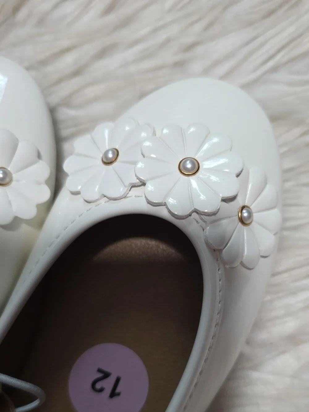 NWT BCBG Girls White Ballet Flats- 12 Toddler